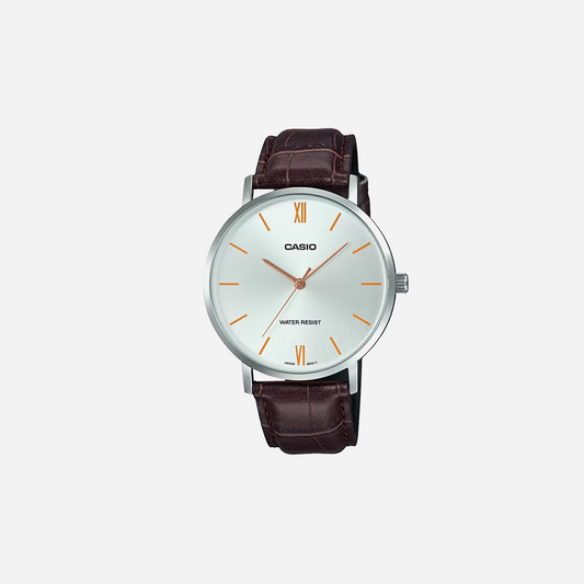 CASIO ENTICER MEN MTP-VT01L-7B2UDF Silver/Brown