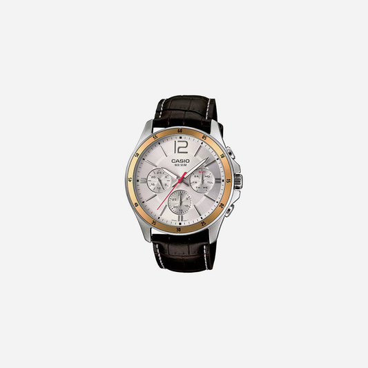 CASIO ENTICER MEN MTP-1374L-7AVDF White/Gold