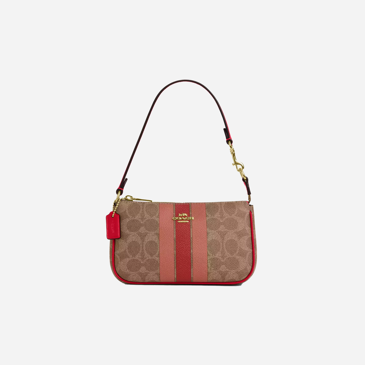 COACH Nolita 19 In Signature Canvas With Stripe Gold/Tan Multi
