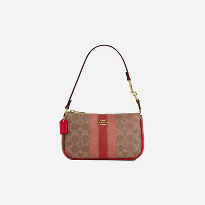 COACH Nolita 19 In Signature Canvas With Stripe Gold/Tan Multi