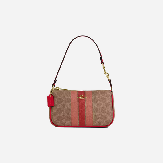 COACH Nolita 19 In Signature Canvas With Stripe Gold/Tan Multi