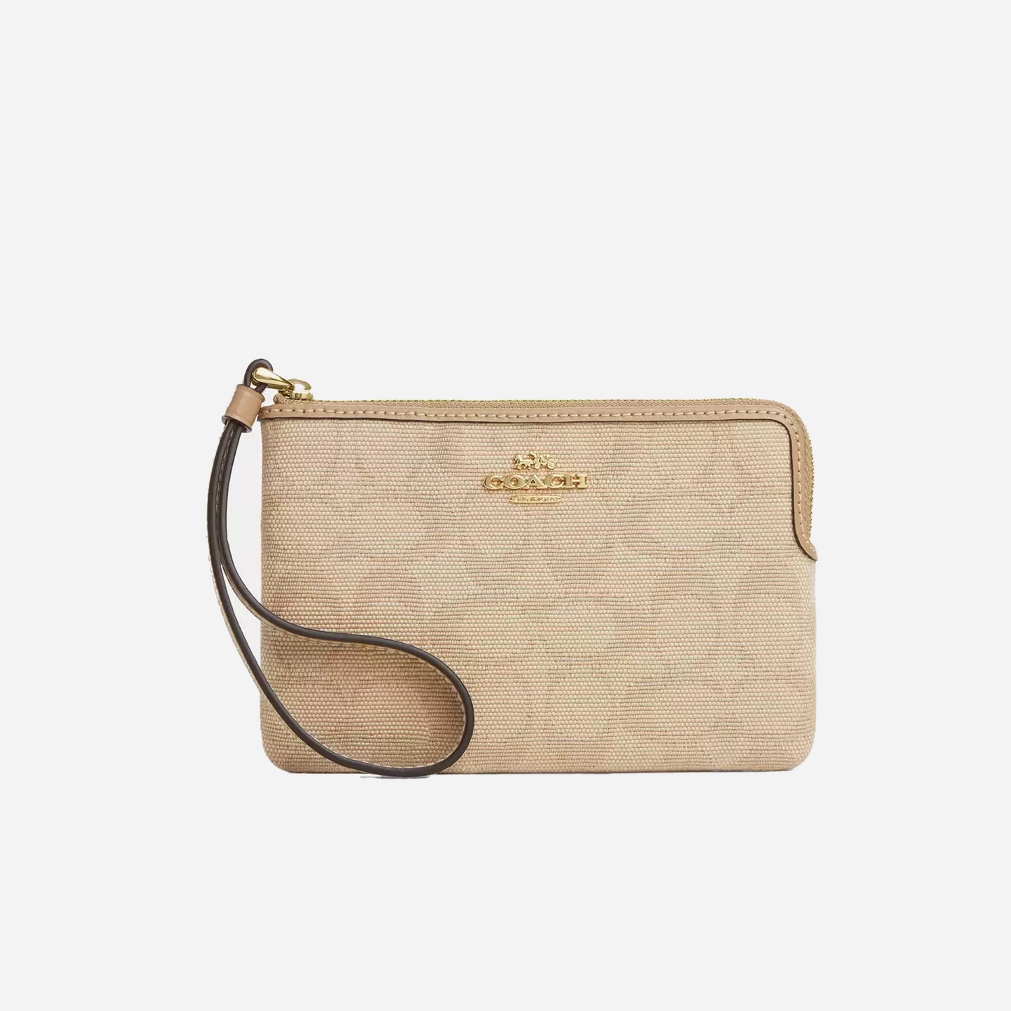 COACH Corner Zip Wristlet With Signature Canvas Im/Dark Natural Multi