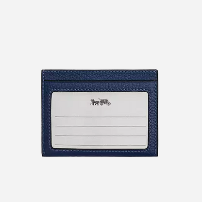 COACH Slim Id Card Case With Baseball Print Deep Blue Multi