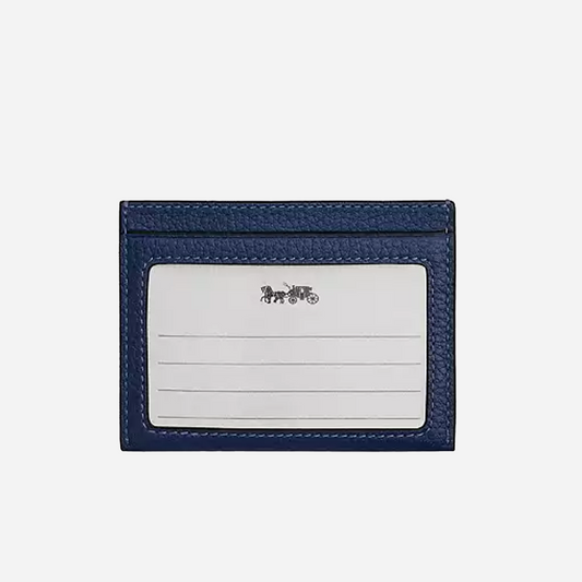 COACH Slim Id Card Case With Baseball Print Deep Blue Multi