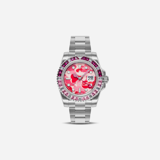Bape Type 2 ABC Camo Crystal Stone Bapex Watch Pink