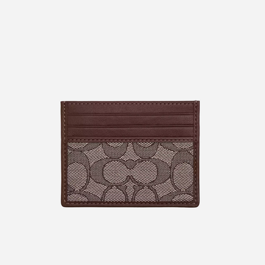 COACH Slim Id Card Case In Signature Jacquard Oak/Maple
