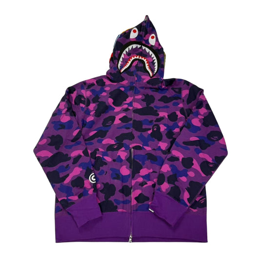 Bape Purple Camouflage Shark Hoodie Jacket