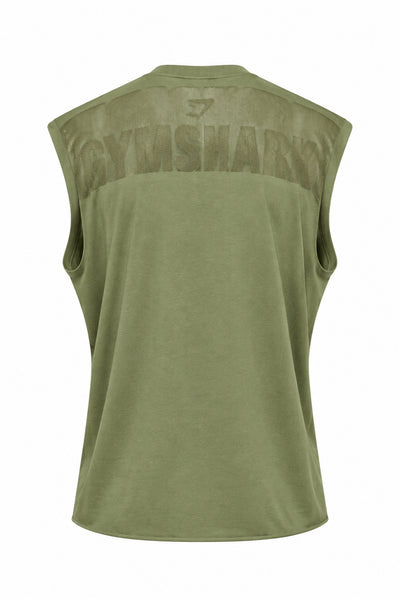 Power Washed Cut off Tank - Grounded Green/Wash