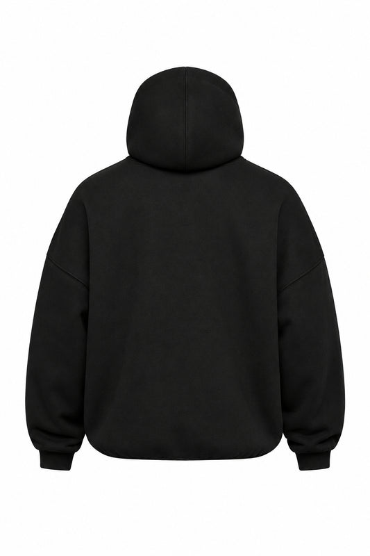 Power Washed Oversized Full Zip Hoodie - Black