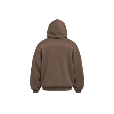 Power Washed Oversized Full Zip Hoodie - Soft Brown