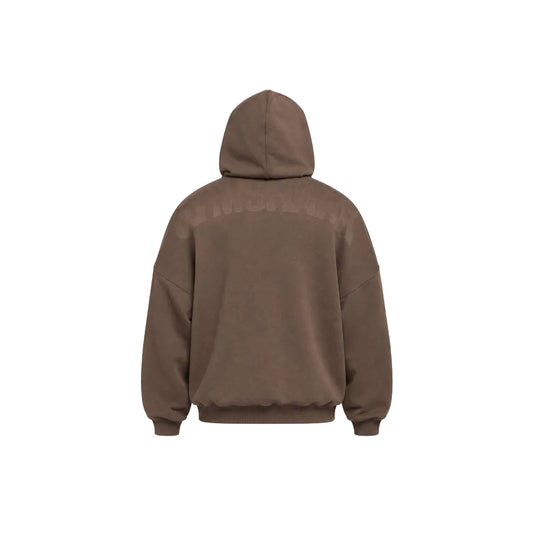 Power Washed Oversized Full Zip Hoodie - Soft Brown