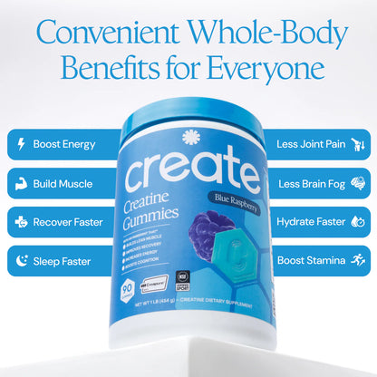 CREATE Creatine Monohydrate Gummies 'Blue Raspberry'