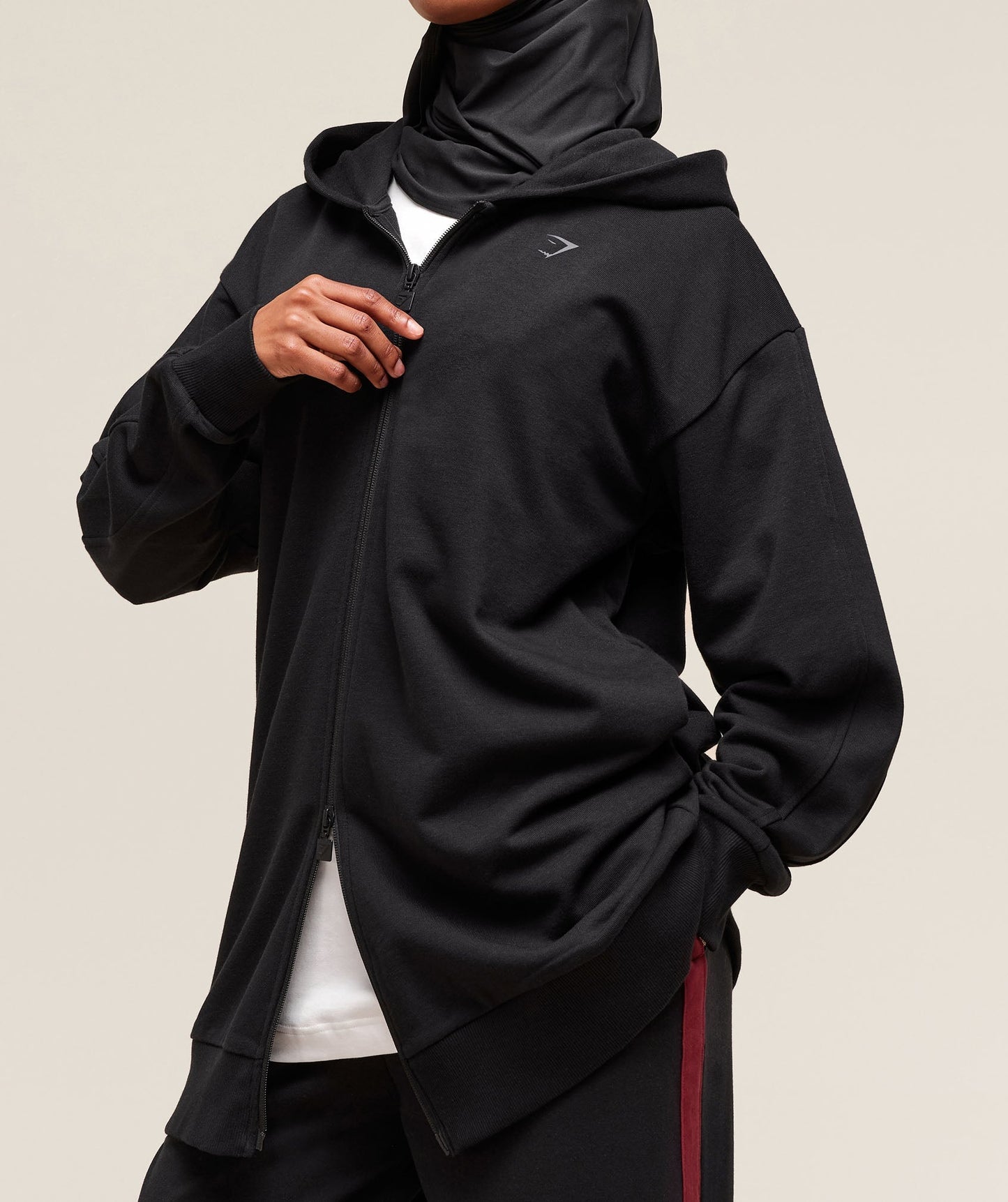 Women's Gymshark Covered Longline Zip Up Hoodie Black — Gymshark | Authentic India