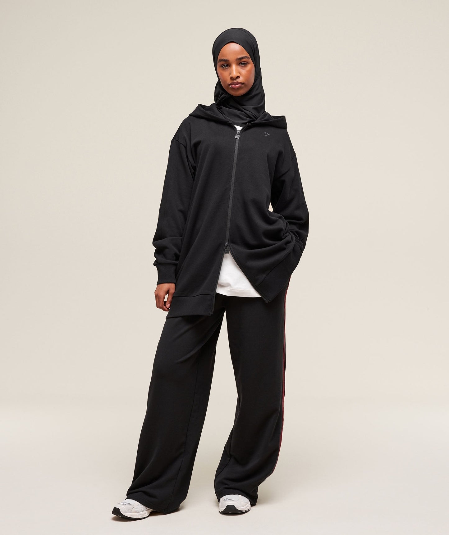 Women's Gymshark Covered Longline Zip Up Hoodie Black — Gymshark | Authentic India
