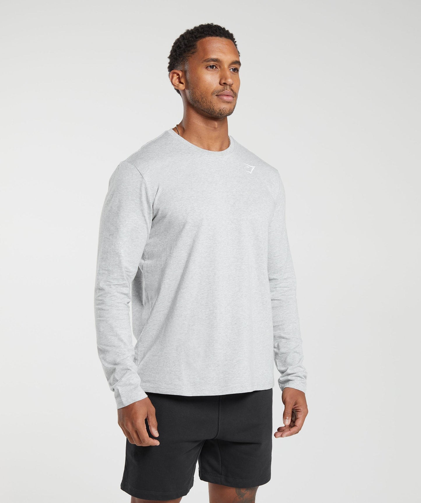Gymshark Crest Long Sleeve T-Shirt Light Grey Marl — Gymshark | Authentic India