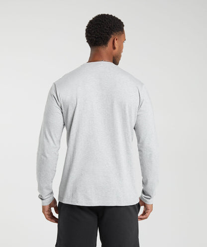 Gymshark Crest Long Sleeve T-Shirt Light Grey Marl — Gymshark | Authentic India