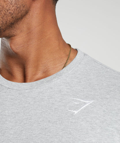 Gymshark Crest Long Sleeve T-Shirt Light Grey Marl — Gymshark | Authentic India