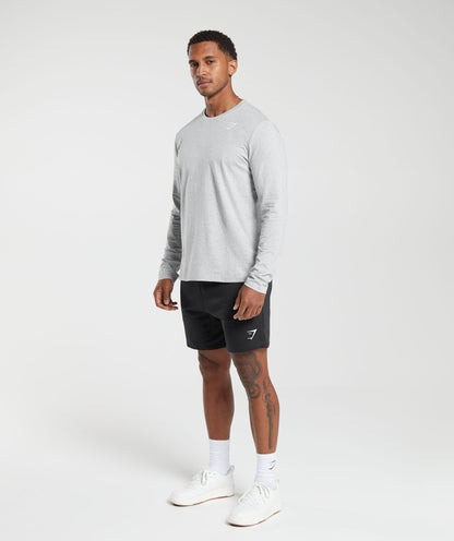 Gymshark Crest Long Sleeve T-Shirt Light Grey Marl — Gymshark | Authentic India