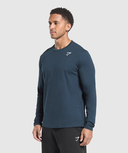 Gymshark Crest Long Sleeve T-Shirt Navy — Gymshark | Authentic India