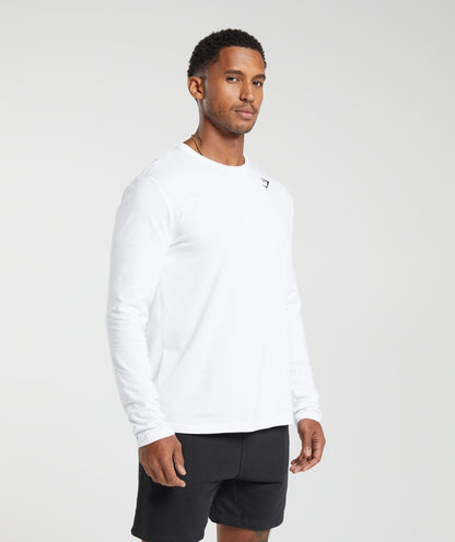 Gymshark Crest Long Sleeve T-Shirt White — Gymshark | Authentic India