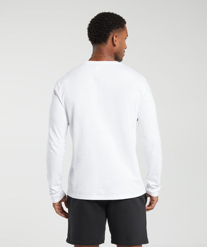 Gymshark Crest Long Sleeve T-Shirt White — Gymshark | Authentic India