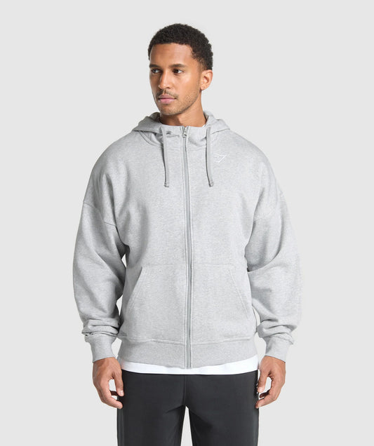 GYMSHARK Crest Oversized Zip Up Hoodie — Gymshark | Authentic India