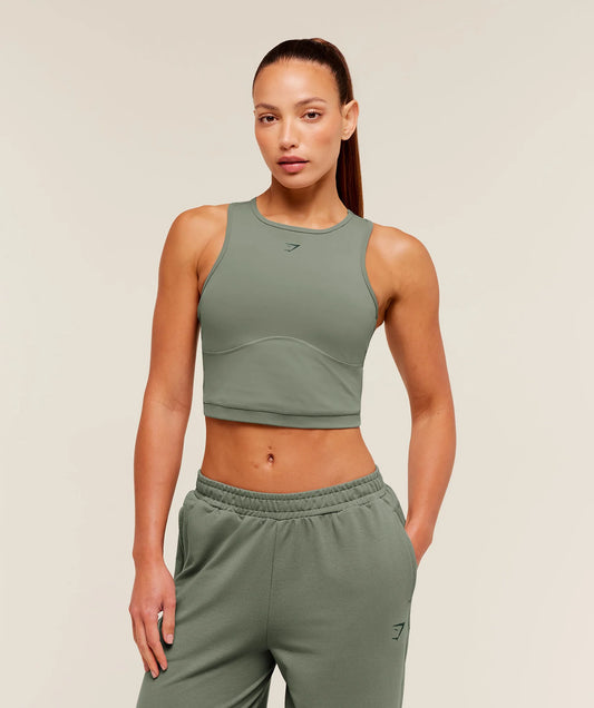 GYMSHARK Lifting Dipped Crop Tank Unit Green