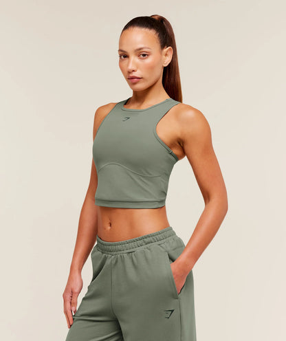 GYMSHARK Lifting Dipped Crop Tank Unit Green