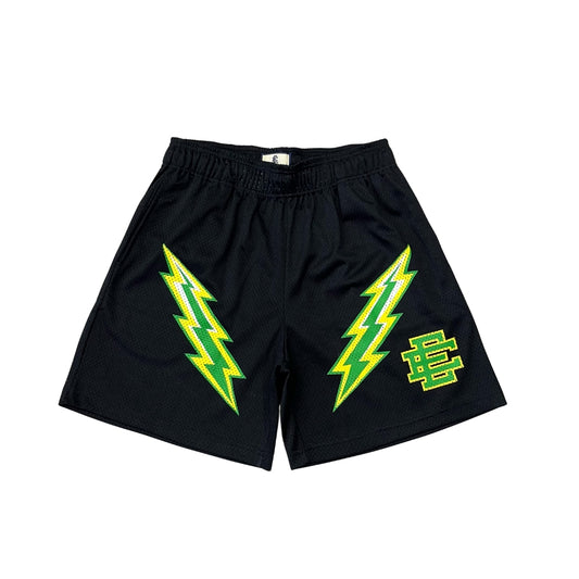 Eric Emanuel Shorts Black and Green Lightning