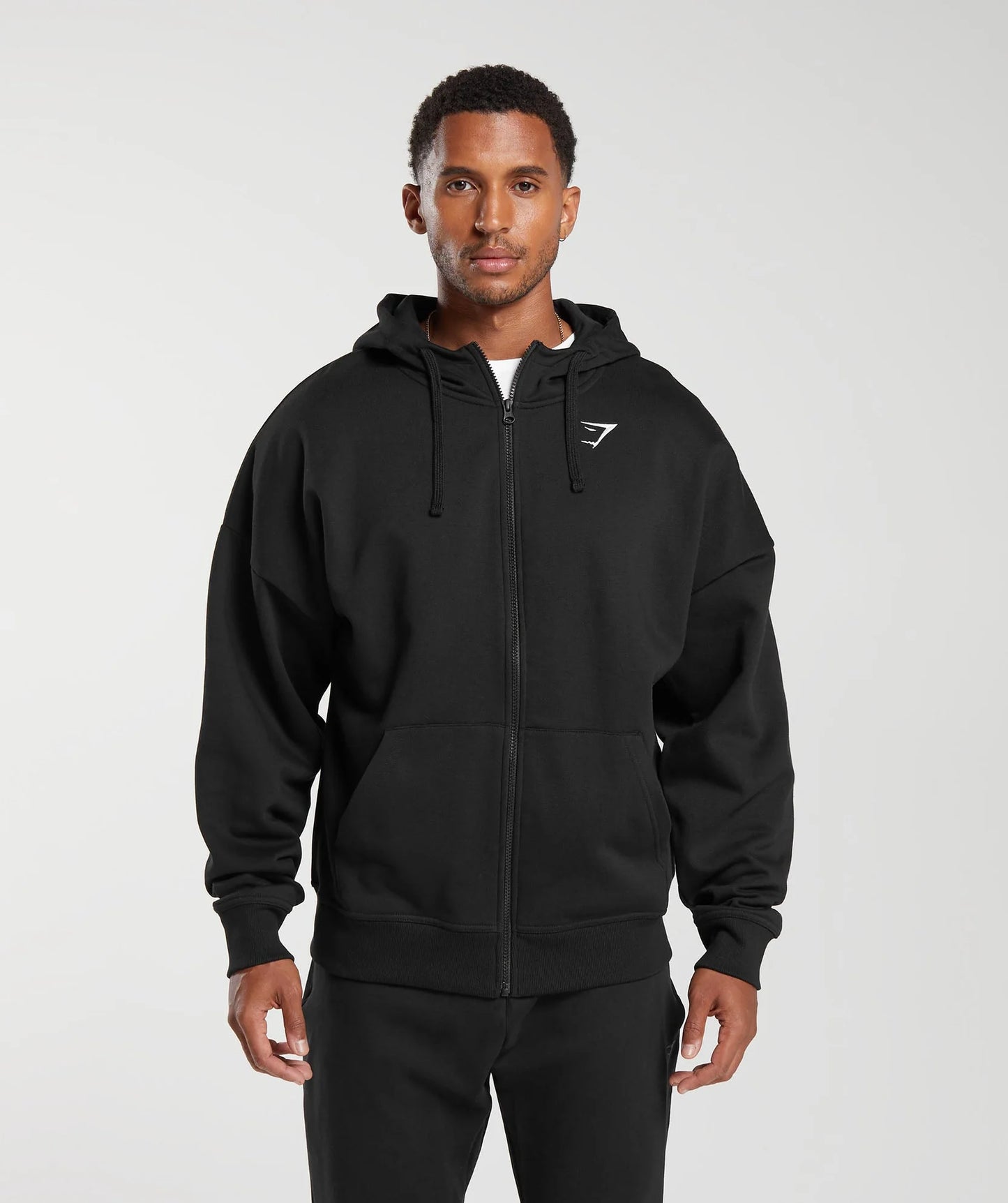 GYMSHARK Crest Oversized Zip Up Hoodie Black — Gymshark | Authentic India