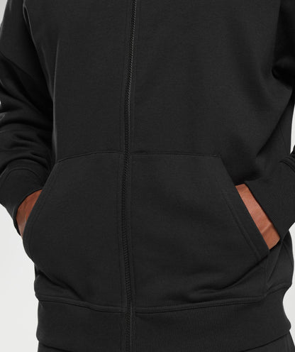 GYMSHARK Crest Oversized Zip Up Hoodie Black — Gymshark | Authentic India