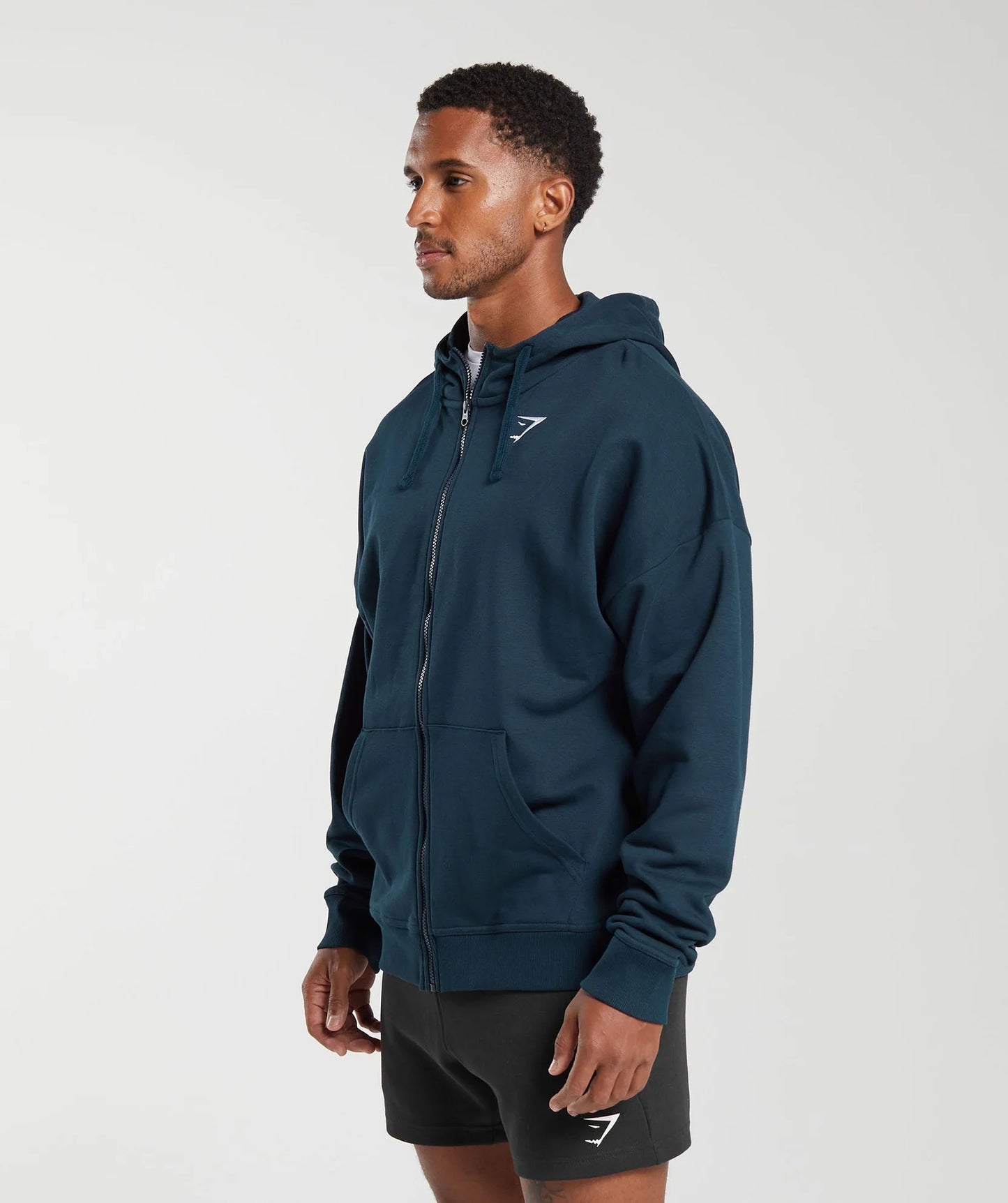 GYMSHARK Crest Oversized Zip Up Hoodie Navy — Gymshark | Authentic India