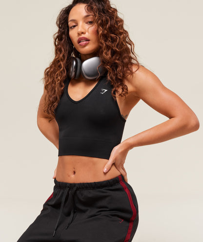 Women's Gymshark Everyday Seamless Crop Tank Black — Gymshark | Authentic India