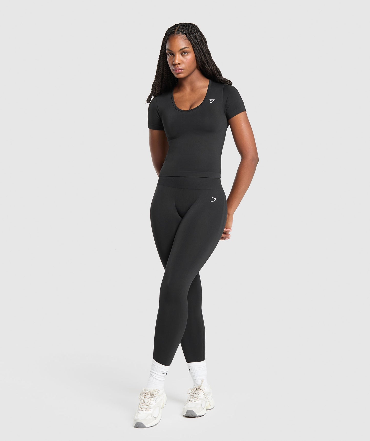 Women's Gymshark Everyday Seamless Tight Fit Crew Neck Tee Black — Gymshark | Authentic India