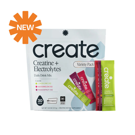 CREATE Creatine + Electrolytes Mix Variety Pack 'Watermelon, Passionfruit, Lemon Lime'
