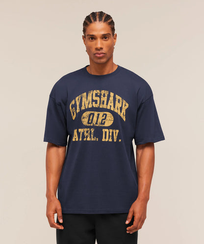 GYMSHARK Athletic Division Graphic T-Shirt Heavy Blue