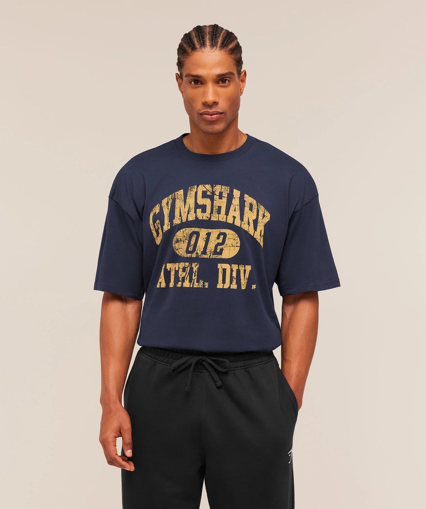 GYMSHARK Athletic Division Graphic T-Shirt Heavy Blue