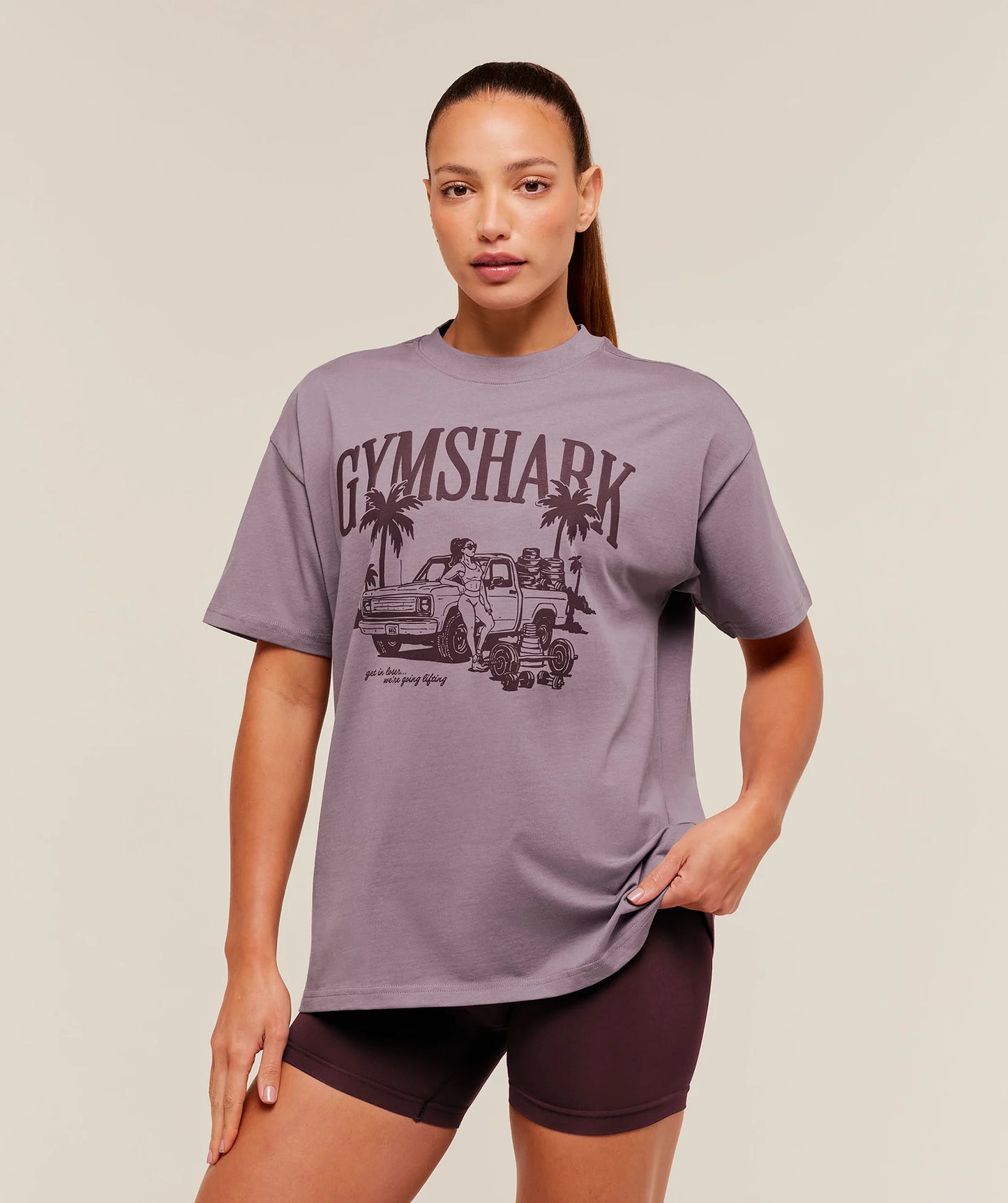 GYMSHARK Pick Up Truck Graphic Short Sleeve T-Shirt Dusk Purple