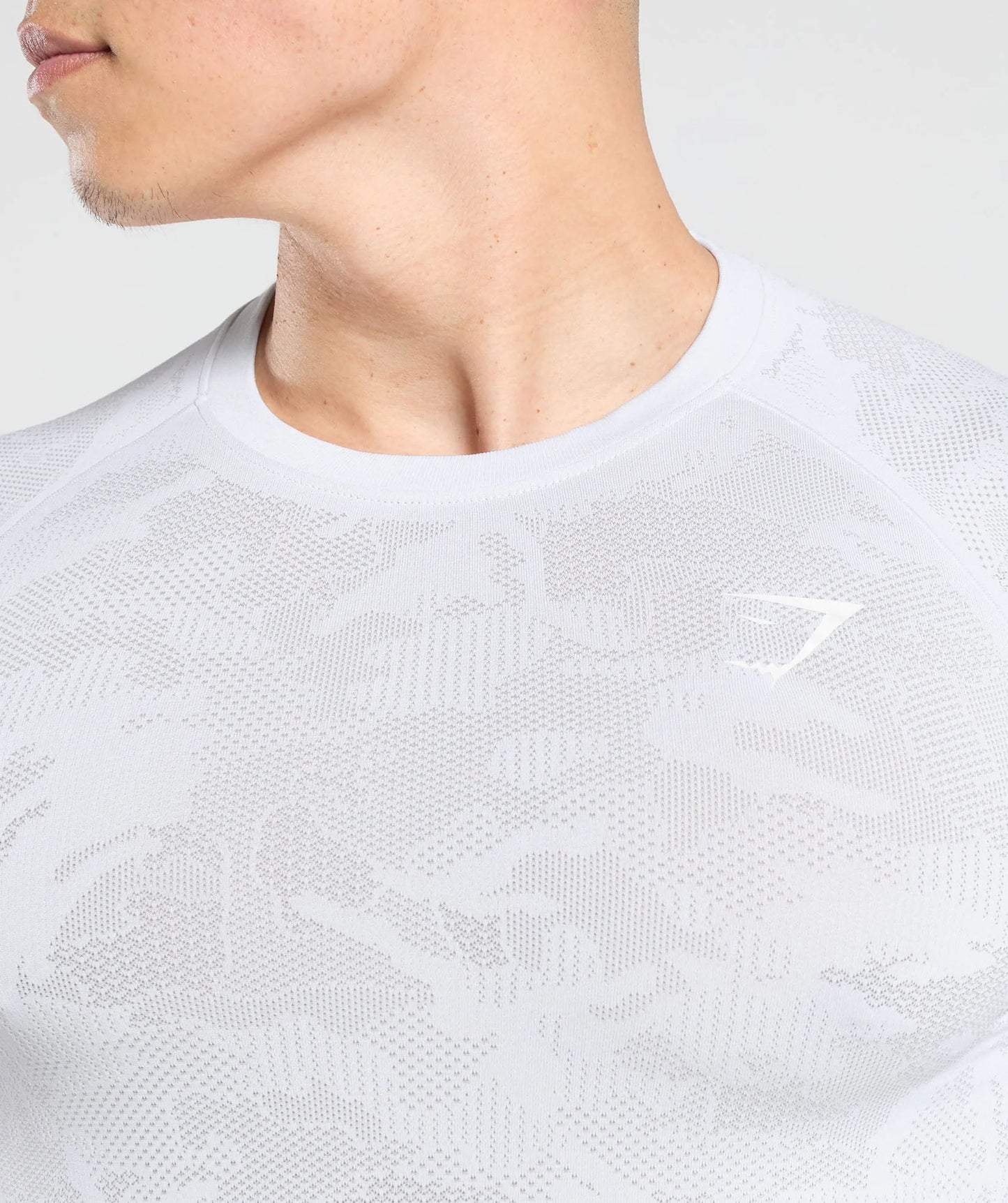 GYMSHARK Geo Seamless Long Sleeve T-Shirt White Light Grey — Gymshark | Authentic India