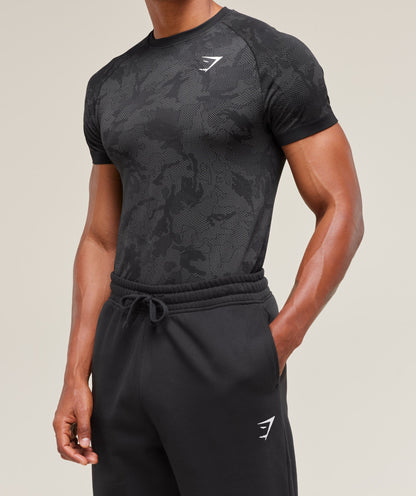Gymshark Geo Seamless T-Shirt Black — Gymshark | Authentic India