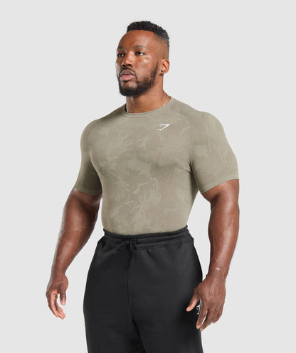 Gymshark Geo Seamless T-Shirt Linen Brown — Gymshark | Authentic India