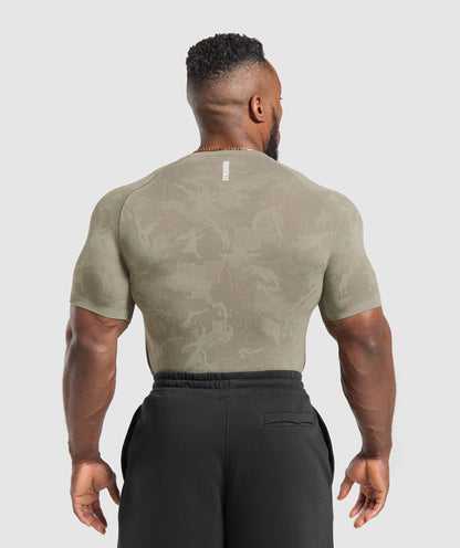 Gymshark Geo Seamless T-Shirt Linen Brown — Gymshark | Authentic India