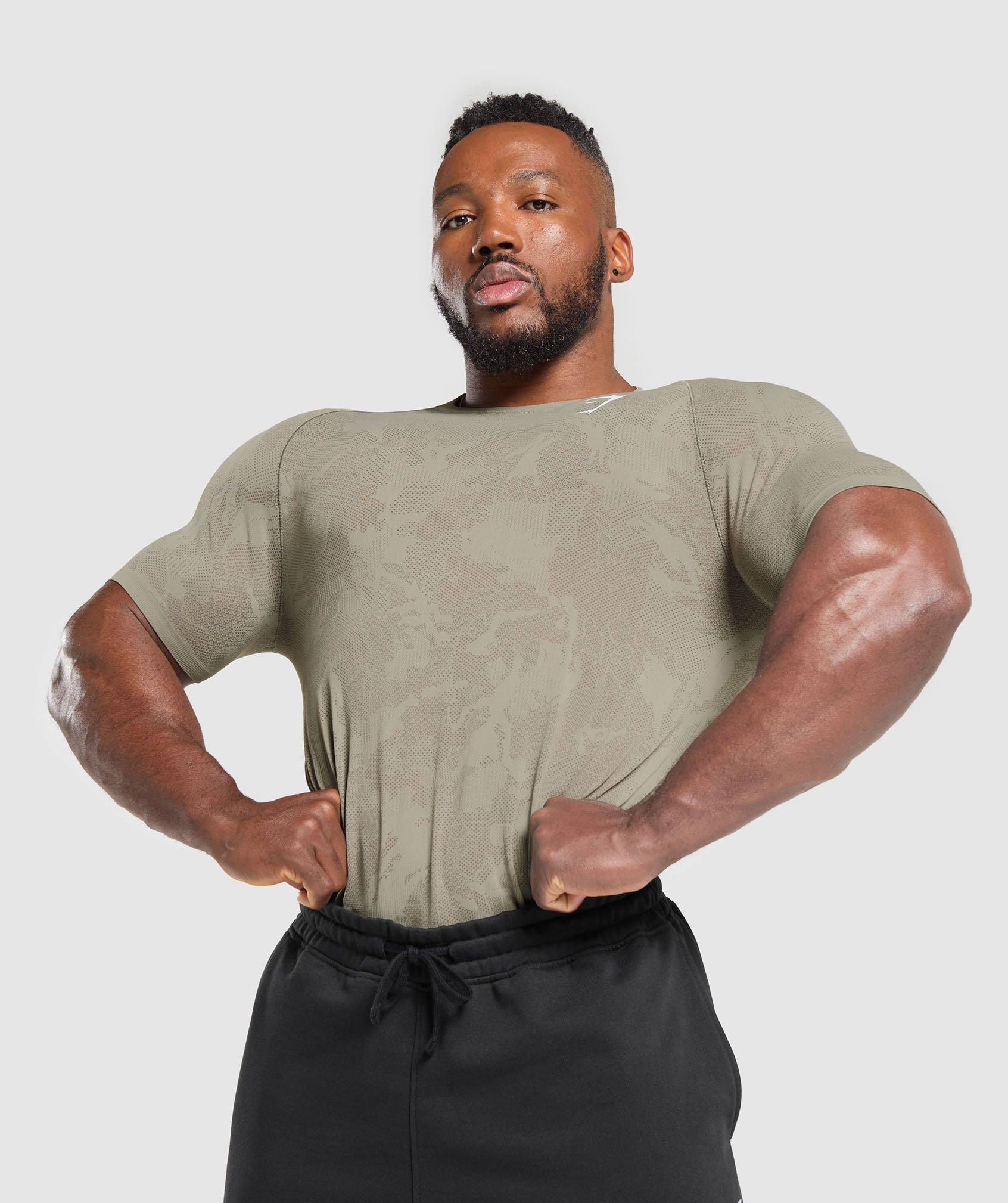 Gymshark Geo Seamless T-Shirt Linen Brown — Gymshark | Authentic India