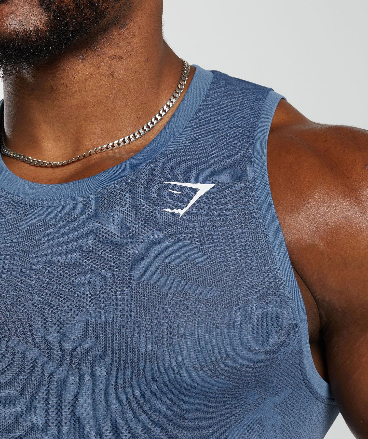 GYMSHARK Geo Seamless Tank Faded Blue/Titanium Blue — GYMSHARK S | Authentic India