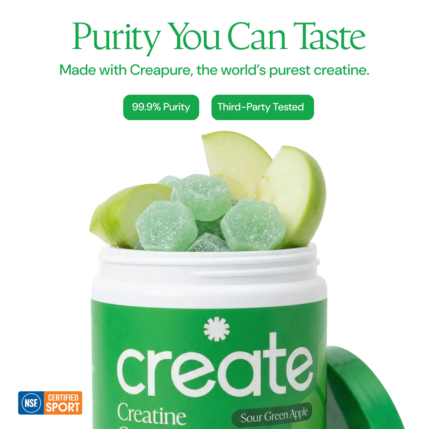 CREATE Creatine Monohydrate Gummies 'Sour Green Apple'