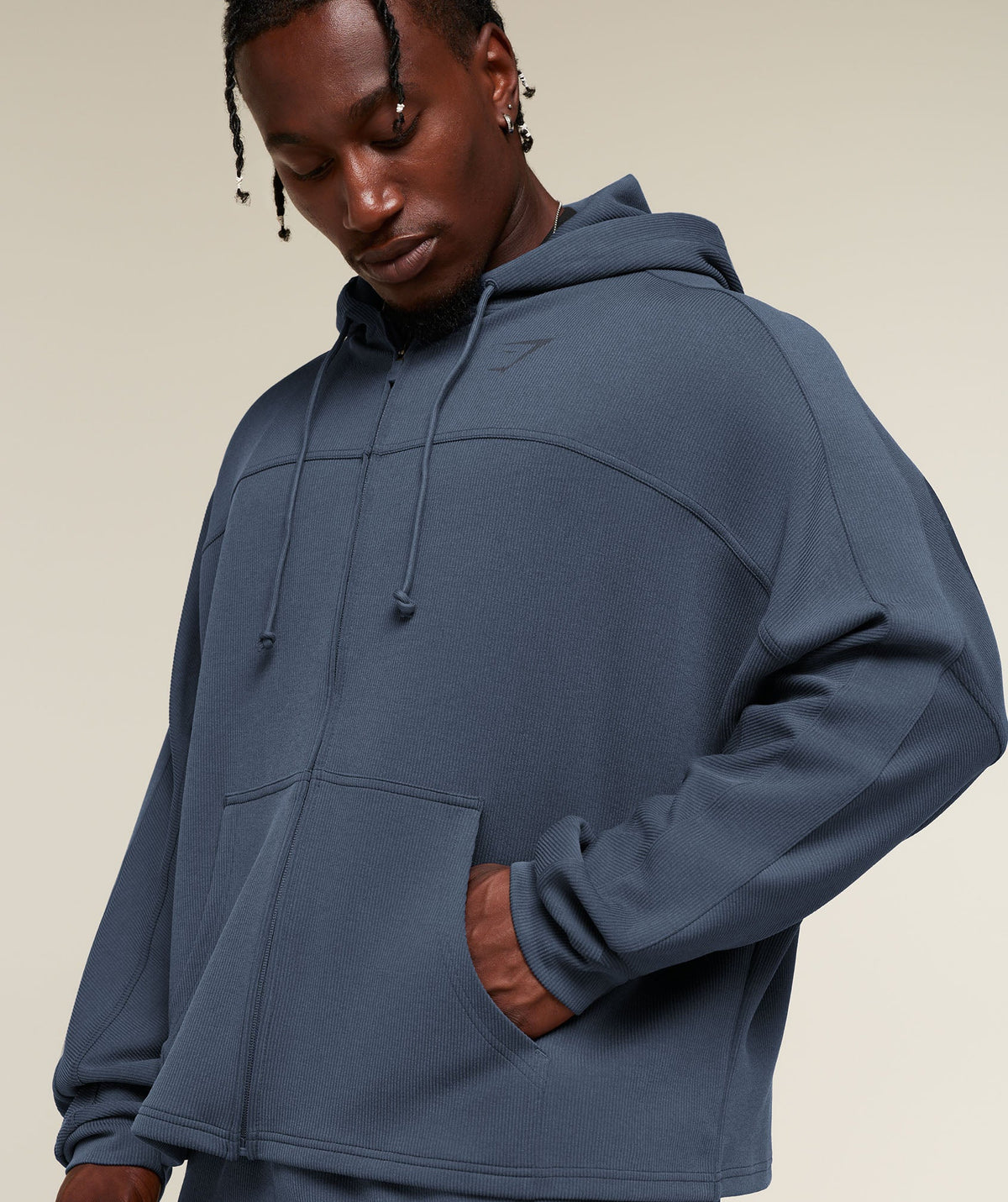 GYMSHARK X SAM SULEK ZIP THROUGH HOODIE - Shadow Blue