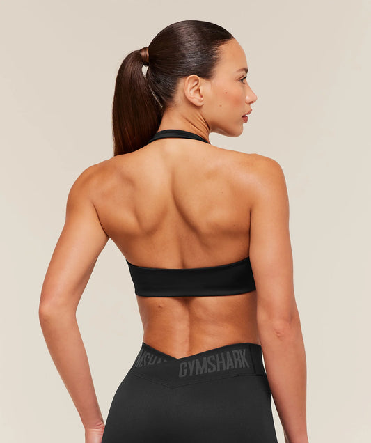GYMSHARK Halter Bralette Black