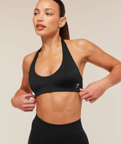 GYMSHARK Halter Bralette Black