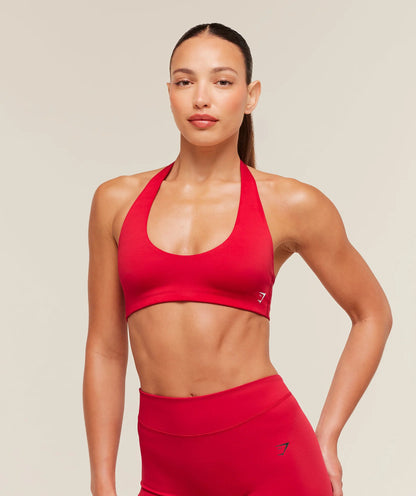 GYMSHARK Halter Bralette Carmine Red