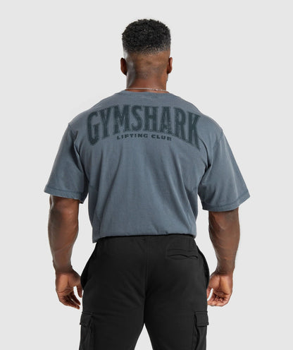 GYMSHARK Heritage Washed T-Shirt Titanium Blue — GYMSHARK S | Authentic India